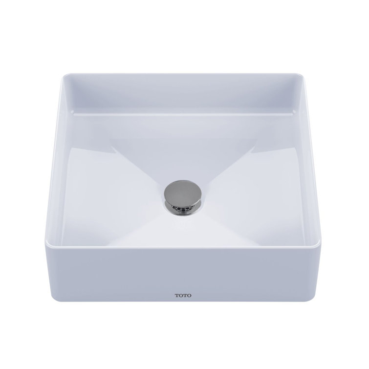 Cotton White Square Fireclay Vessel Sink, 16.5"
