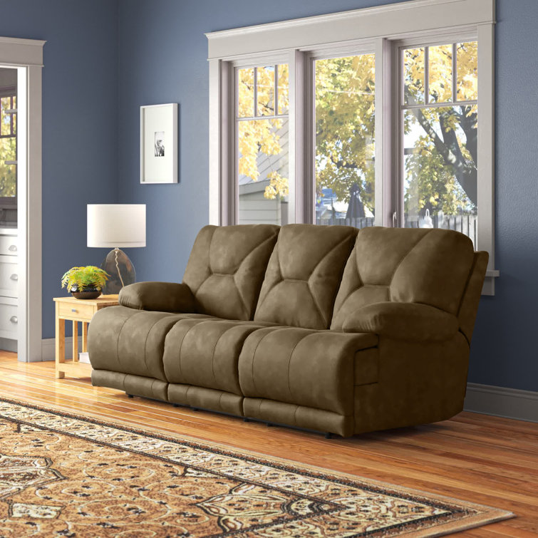 Voyager Slate Tufted Faux Leather Reclining Sectional Sofa