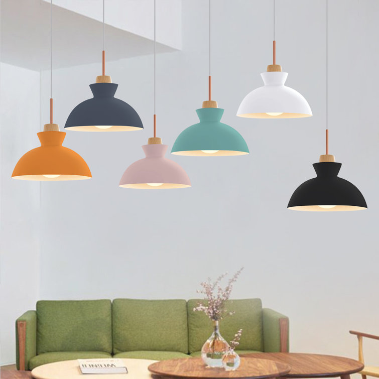 Ozma Orange Aluminum Dome Pendant Light with Adjustable Cord