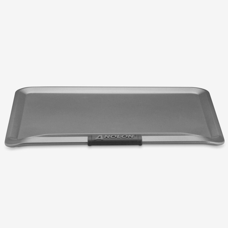 Gray Nonstick Carbon Steel Cookie Sheet with Silicone Grips, 14" x 16"