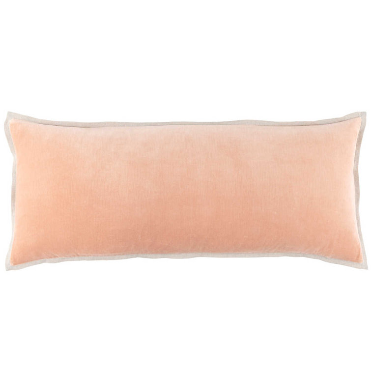 Nude Velvet and Linen Rectangular Decorative Pillow 16x20