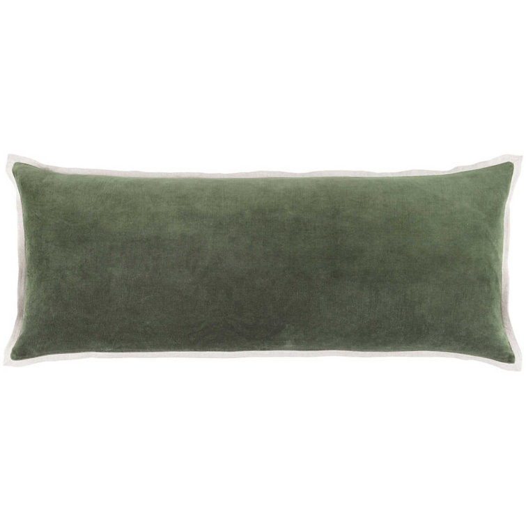 Sage Velvet and Linen Rectangular Decorative Pillow 16x20