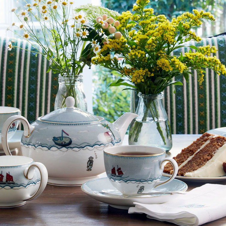 Pale Blue and Gold Sailor's Farewell Breakfast Cup & Saucer Set