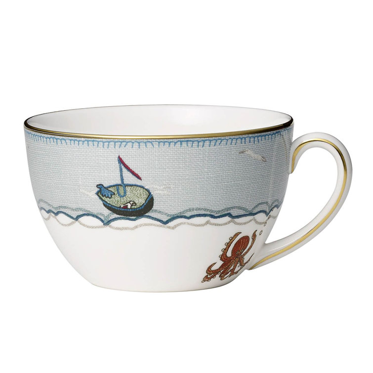 Pale Blue and Gold Sailor's Farewell Breakfast Cup & Saucer Set