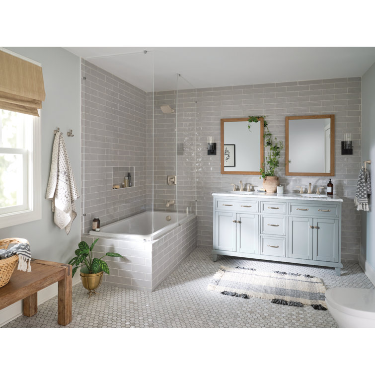 Elegant Voss Brushed Nickel Two-Handle Widespread Bathroom Faucet