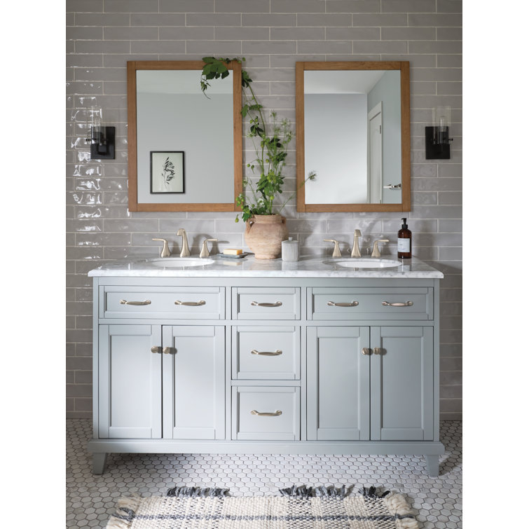 Elegant Voss Brushed Nickel Two-Handle Widespread Bathroom Faucet