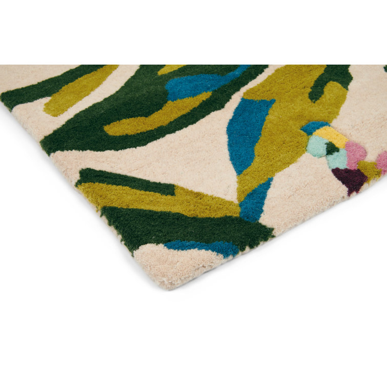 Large Multicolor Wool Floral Handmade Tufted Rug