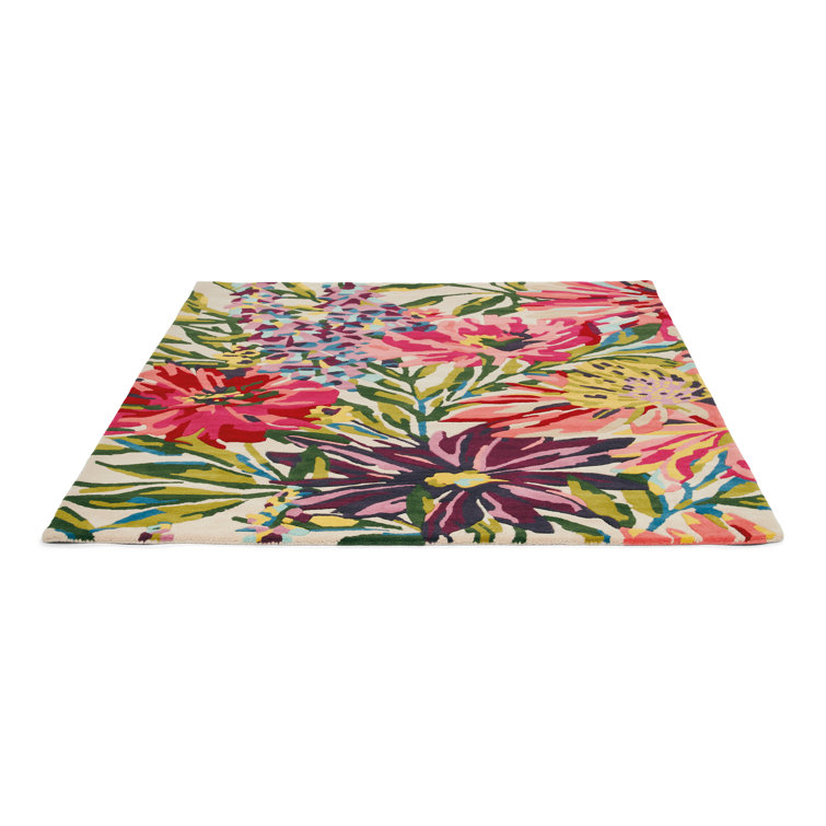 Large Multicolor Wool Floral Handmade Tufted Rug