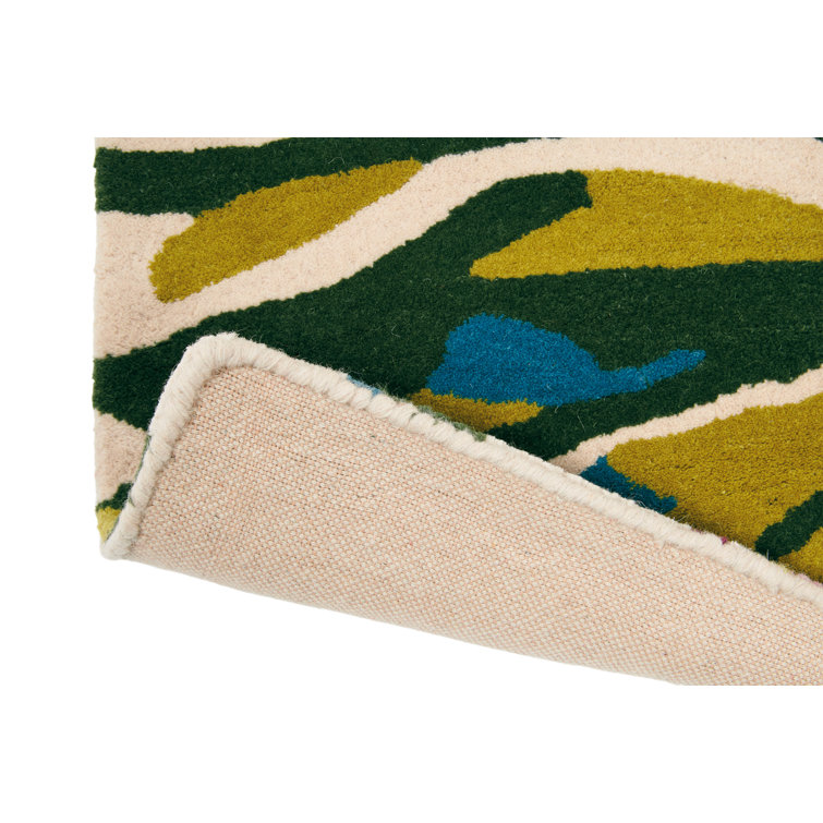 Large Multicolor Wool Floral Handmade Tufted Rug