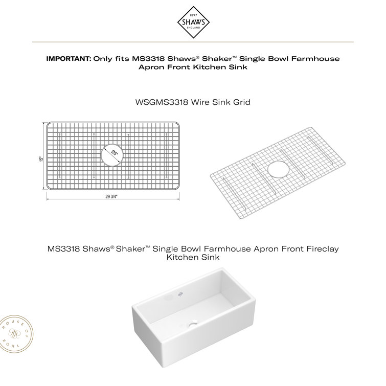 Stainless Steel Rectangular Sink Grid with Center Drain