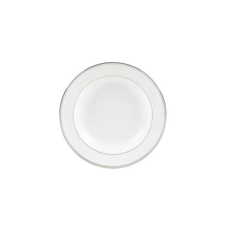 Vera Wang Grosgrain 9" White Porcelain Rim Soup Bowl