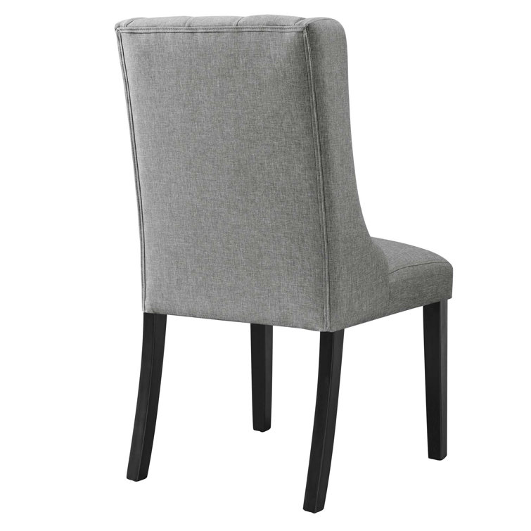 Elegant Parsons Side Chair in Light Gray with Button Tufting