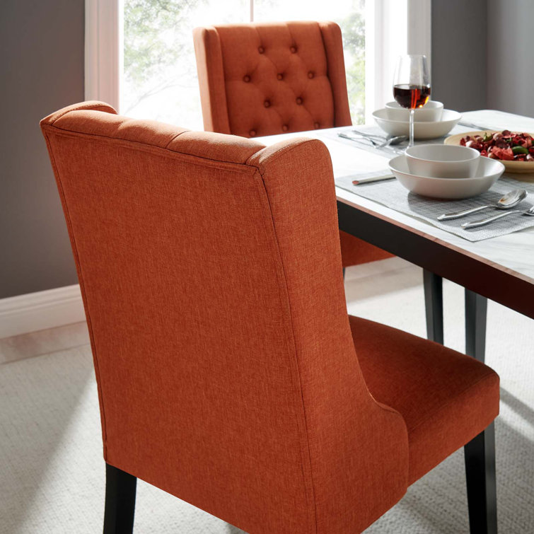 High-Back Upholstered Parsons Side Chair in Sleek Orange