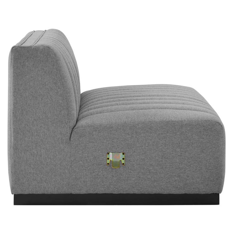 Luxe 4-Piece Channel Tufted Velvet Sectional in Black & Light Gray