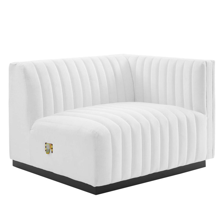 Elegant Black Gray Channel Tufted Velvet 3-Seater Sofa