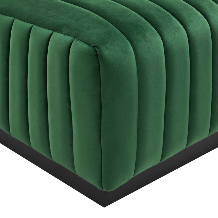 Emerald Velvet Tufted 4-Piece Sectional with Ottoman in Black