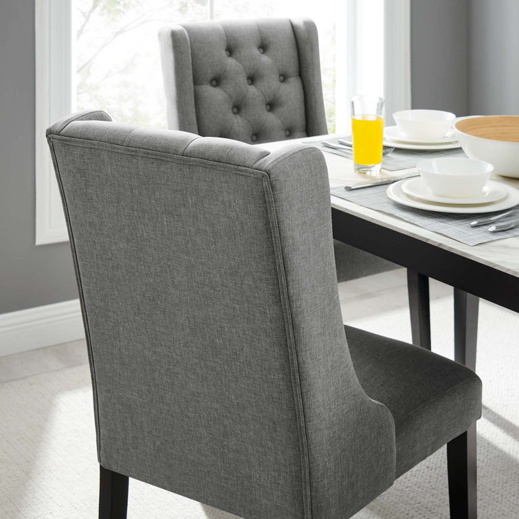 Elegant Parsons Side Chair in Light Gray with Button Tufting