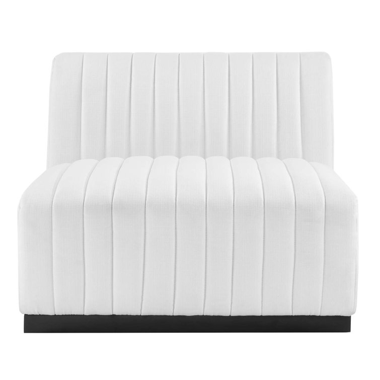 Elegant Black Gray Channel Tufted Velvet 3-Seater Sofa