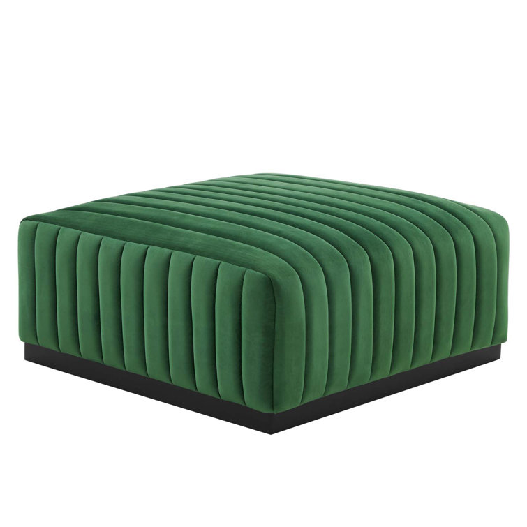 Emerald Velvet Tufted 4-Piece Sectional with Ottoman in Black