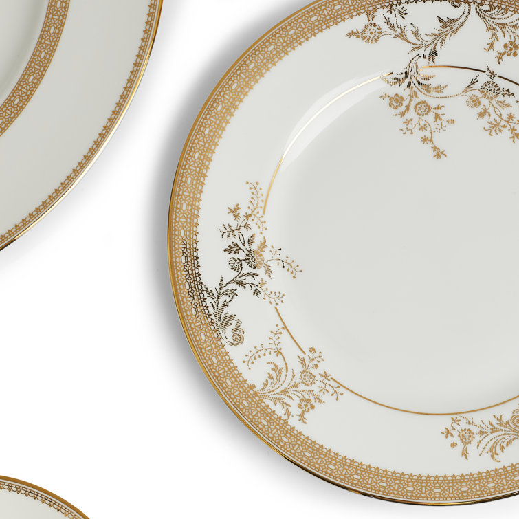 White Porcelain Floral Lace Dinnerware Set, Service for 2