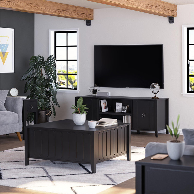 Majesty Black Narrow Side Table with Sophisticated Storage
