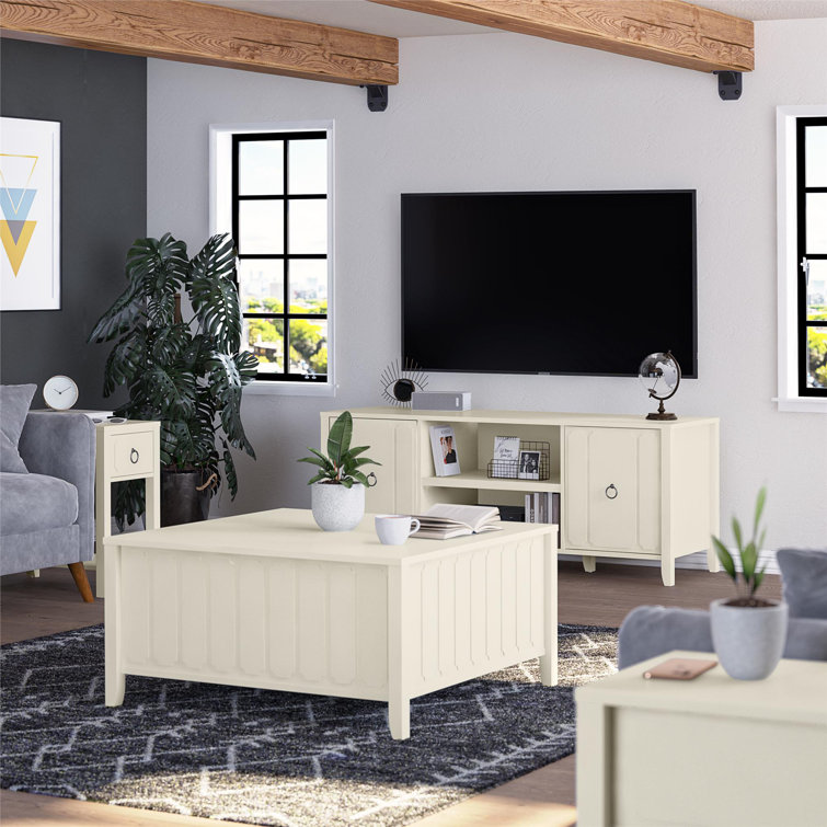Majesty White Rectangular Side Table with Storage