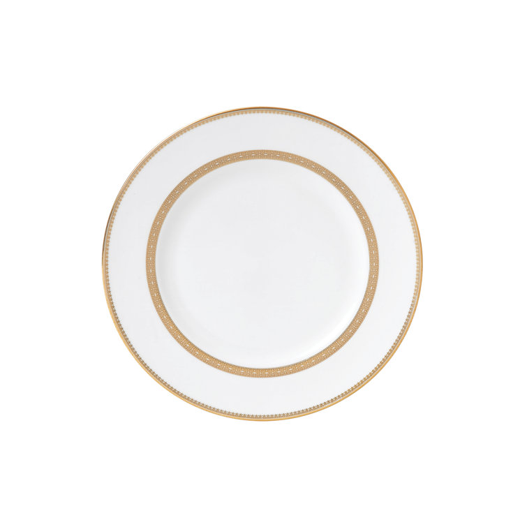 Gold and White Porcelain Dinner Plate 10.75"