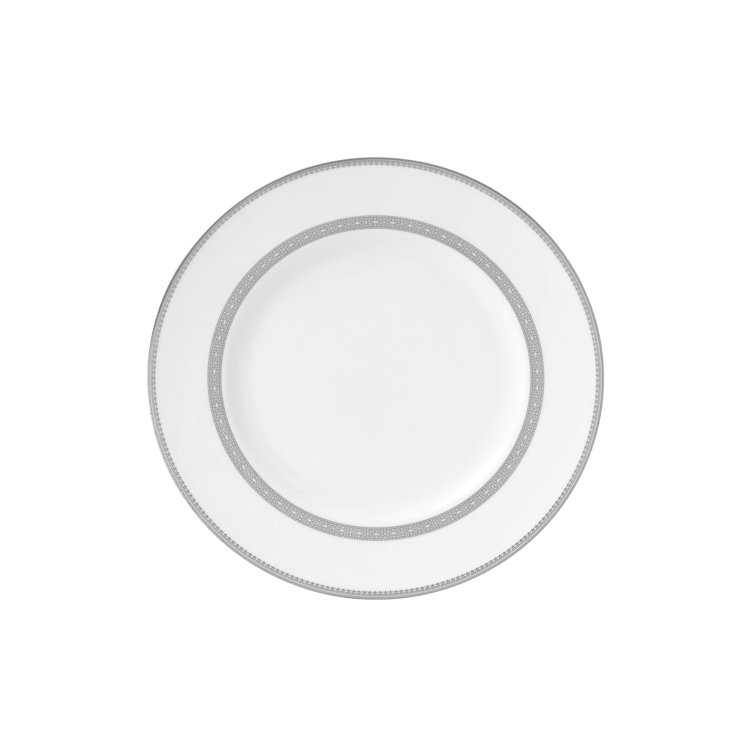 Elegant Silver and White Porcelain Dinner Plate 10.75"