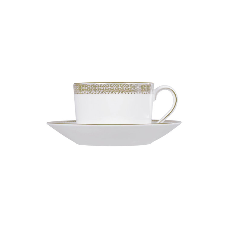 Vera Wang Lace Gold Porcelain Teacup and Saucer Set