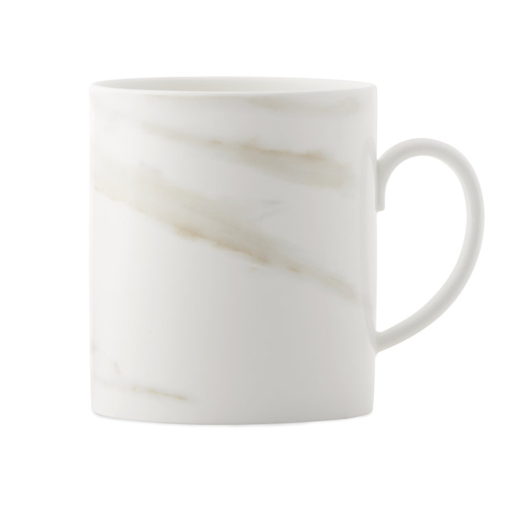 White Ceramic Marble-Style Microwave Safe Mug