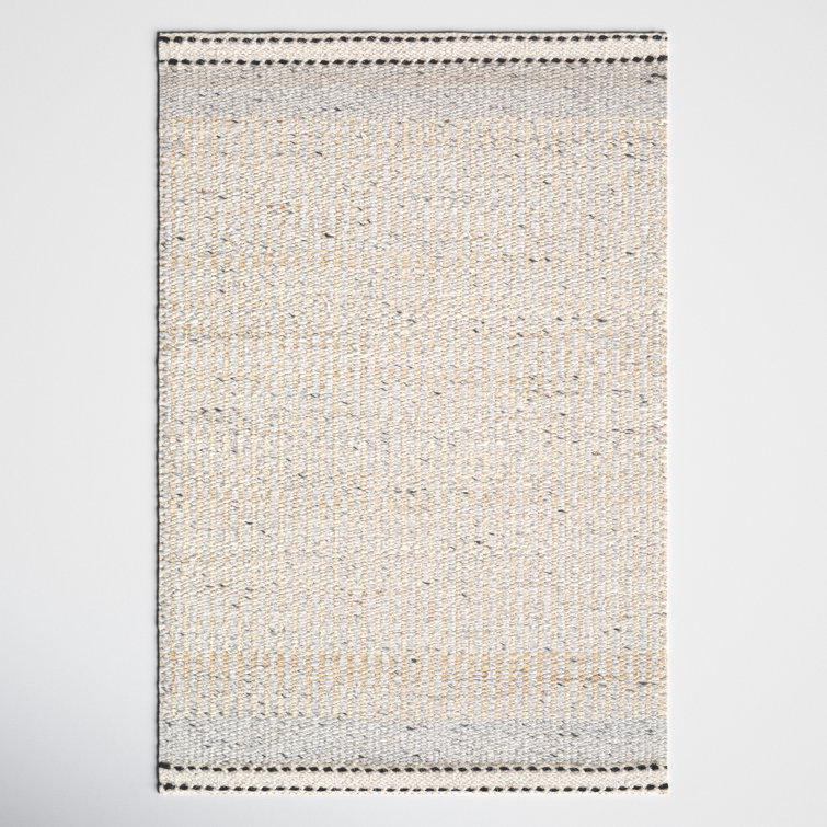 Handmade Black and Beige Wool Tufted 5' x 7' Rug