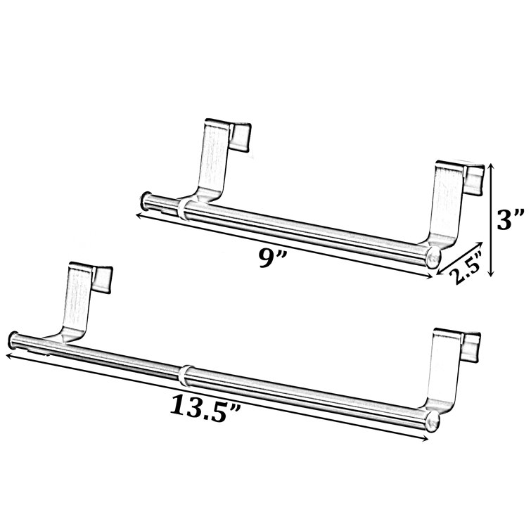 Chrome Over-the-Door Extendable Towel Rack for Kitchen and Bathroom