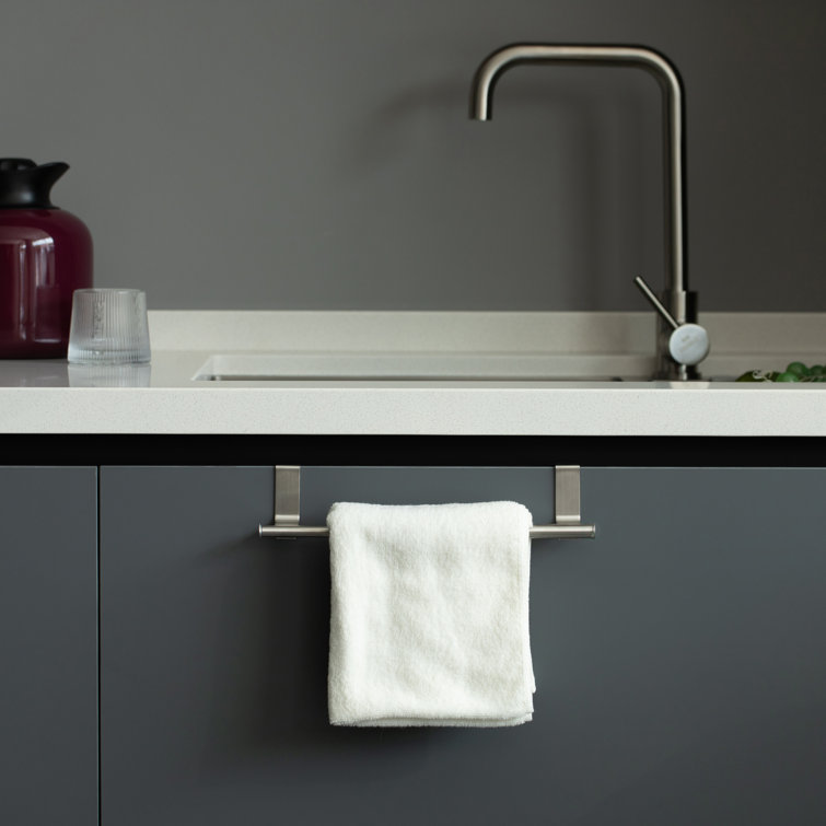 Chrome Over-the-Door Extendable Towel Rack for Kitchen and Bathroom