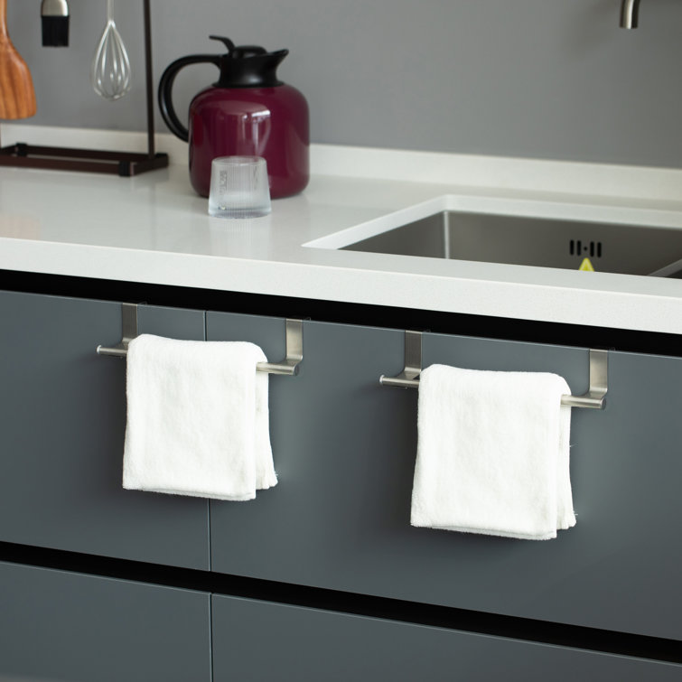 Chrome Over-the-Door Extendable Towel Rack for Kitchen and Bathroom