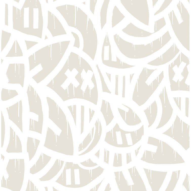 Off-White Graffiti Emoticon Peel & Stick Wallpaper