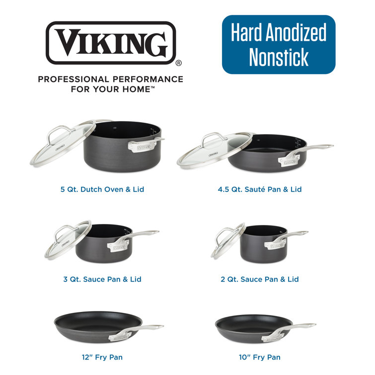 Viking 10-Piece Hard Anodized Nonstick Cookware Set with Glass Lids