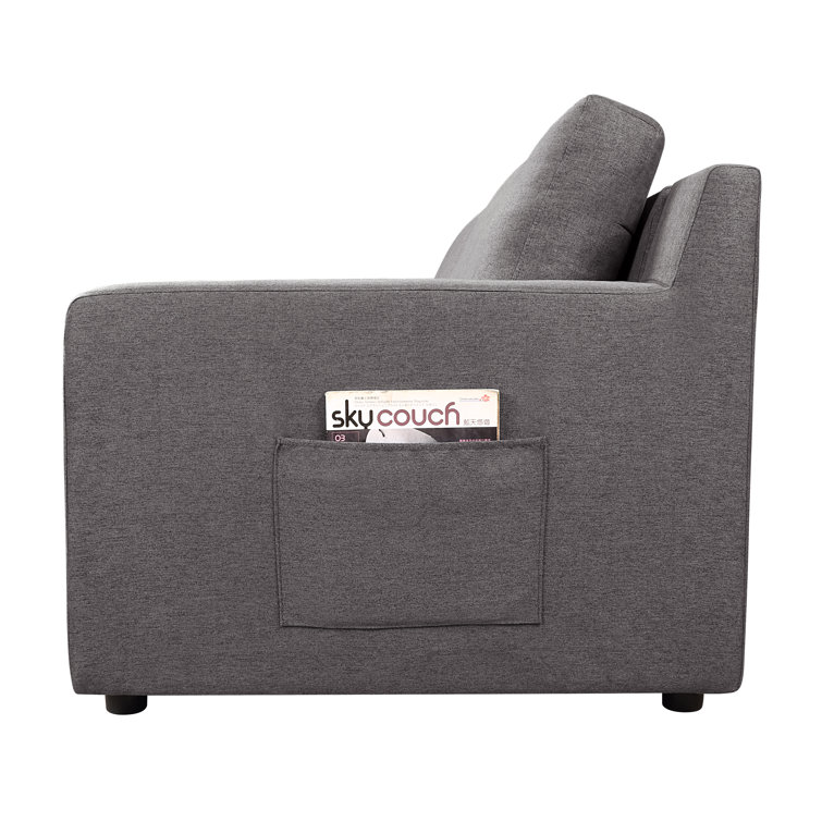 Waylon Gray Linen 4-Seater Sofa with Storage Pockets