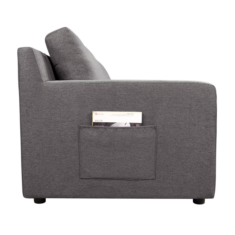 Waylon Gray Linen 4-Seater Sofa with Storage Pockets