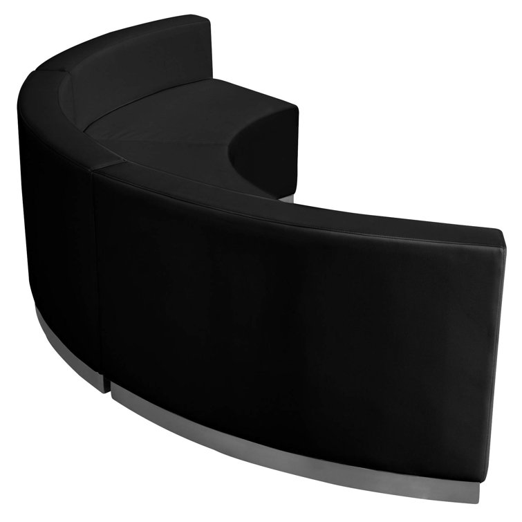 Elegant Black Faux Leather 3-Piece Reception Set with Metal Base