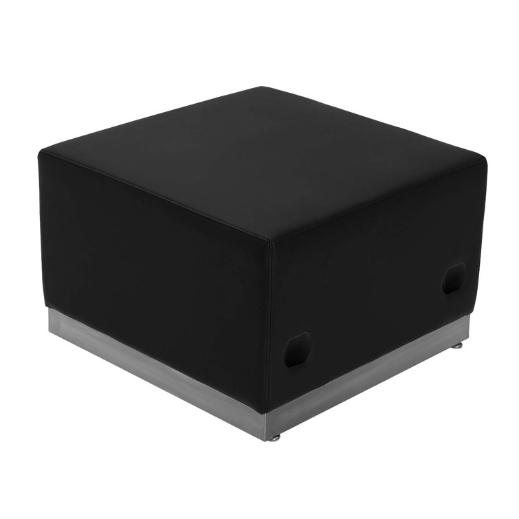 Hercules Modular 5-Piece Black Faux Leather Reception Set with Metal Base