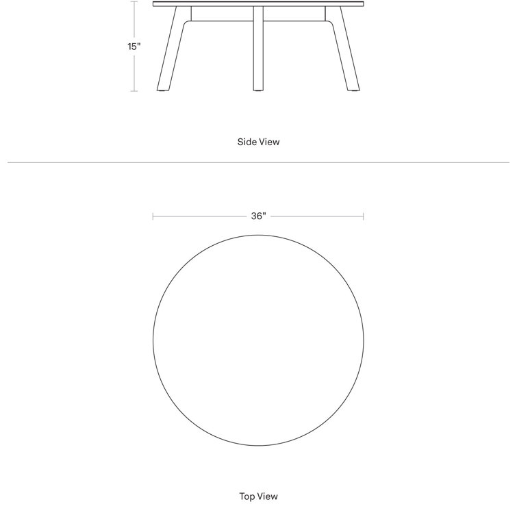 Navy Green Top White Oak Base Round Coffee Table