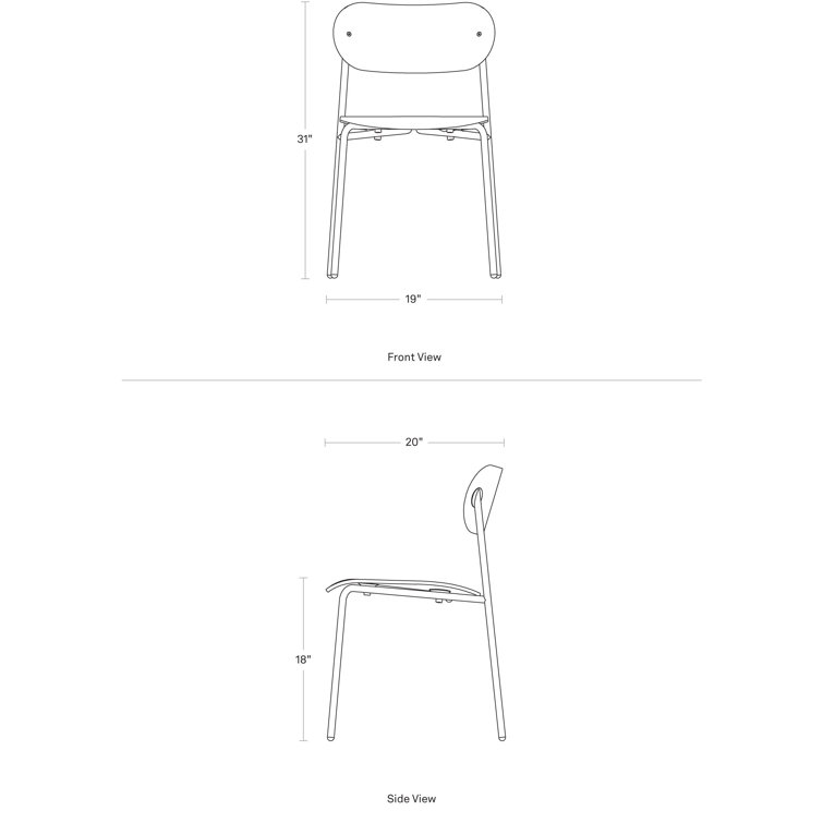 White Oak and Black Metal Modern Dining Chair