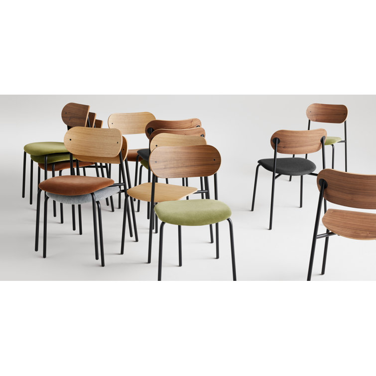 White Oak and Black Metal Modern Dining Chair