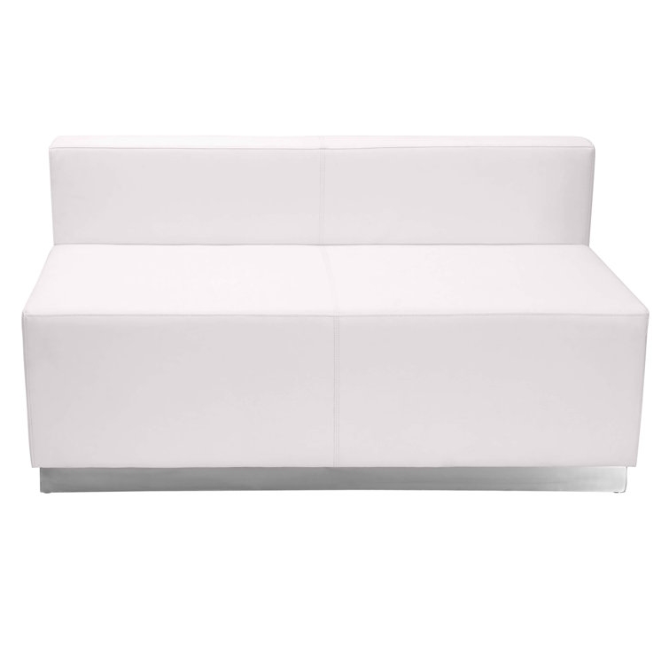 White Faux Leather Three-Piece Reception Sofa with Metal Frame