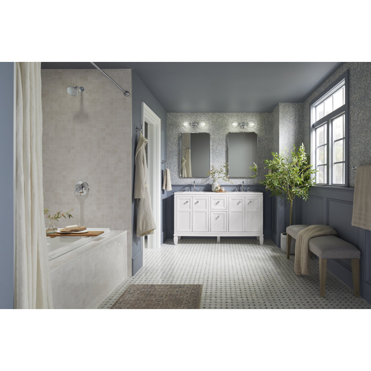Polished Chrome Wall-Mounted Valve Trim with Metal Handle