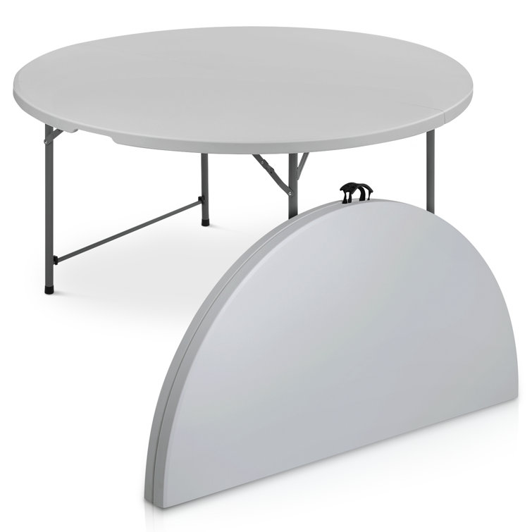 Gray 48" Round Foldable Plastic Dining Table with Steel Frame