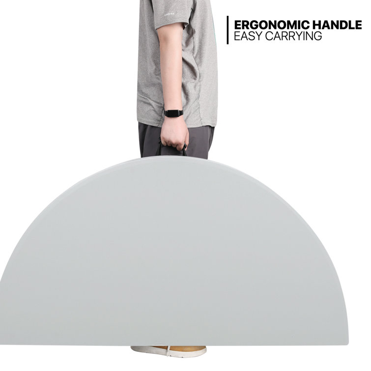 Gray 48" Round Foldable Plastic Dining Table with Steel Frame