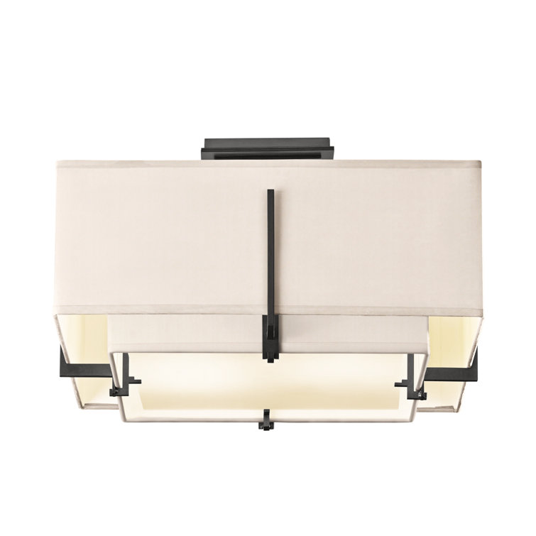Black and Natural Anna Glass 2-Light Semi-Flush Mount