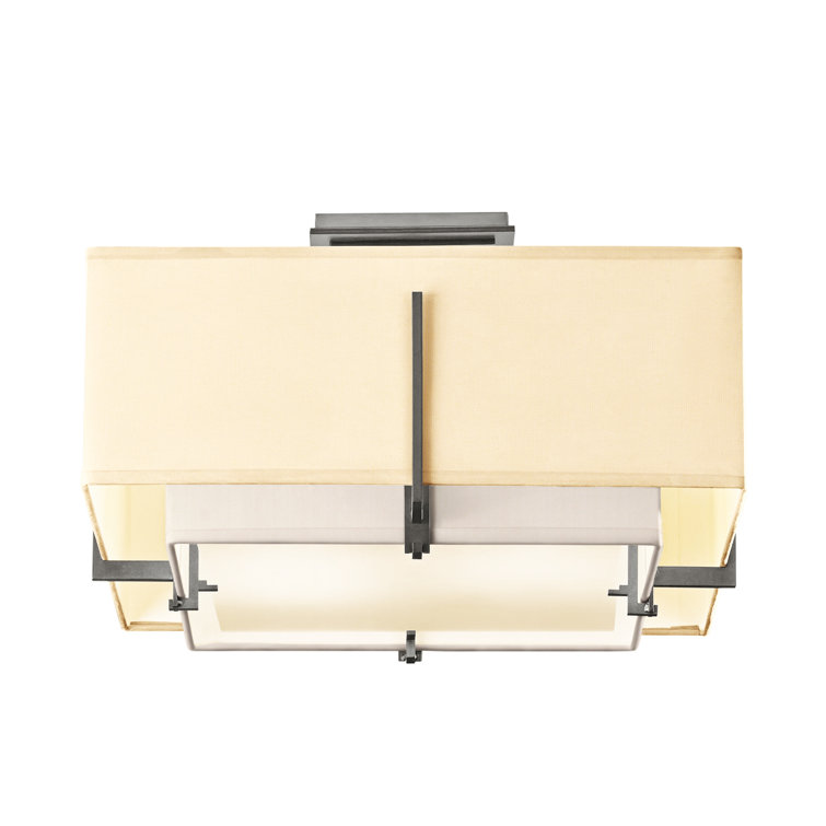 Exos Natural Anna Shade & Iron Finish 2-Light Semi-Flush Ceiling Light