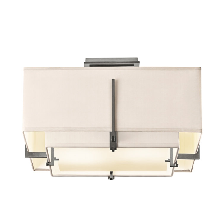 Exos Natural Anna Shade & Iron Finish 2-Light Semi-Flush Ceiling Light